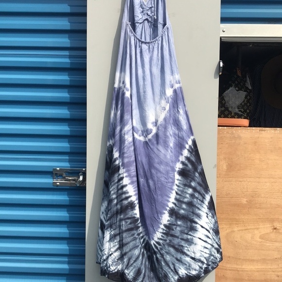 LONG BLUE TYE DYED MAXI SUMMER DRESS by SUGAR & CREAM SIZE SMALL EUC - Picture 9 of 10